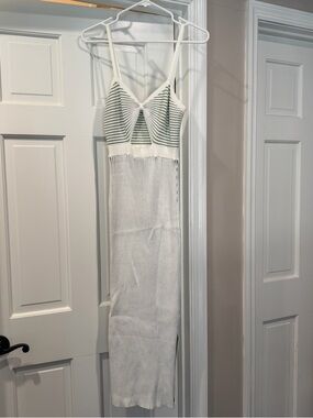 White and green striped dress